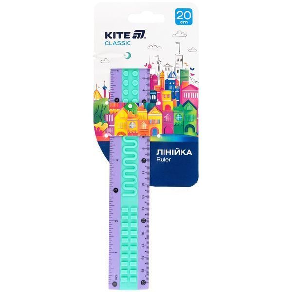 Лінійка пластикова 20см Kite Classic, фіолетово-зелена K-1268-2 фото