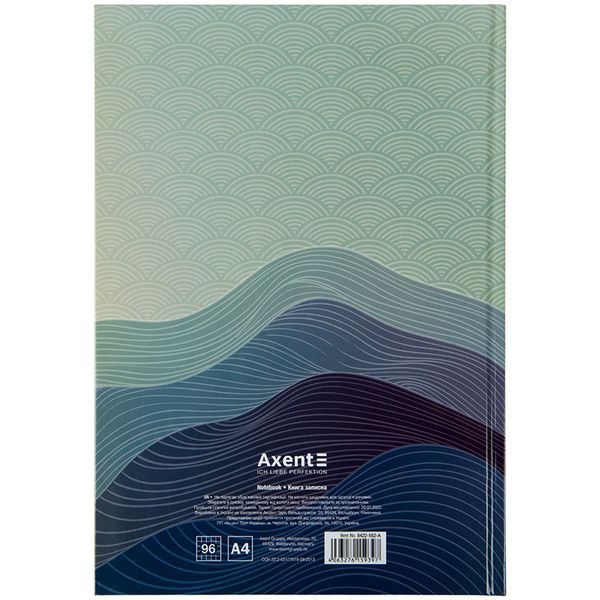 Книга записна у твердій обкладинці, Waves , Формат А4, 96 аркушів у клітинку 8422-562-A фото