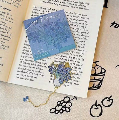 Металева закладка для книг "Букет квітів", блакитний px-01167-1 фото