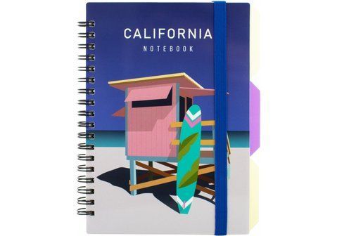 Блокнот "California", B6, пластикова обкл., спіраль, з розділювачами., 100 арк., клітинка O20358-17 фото