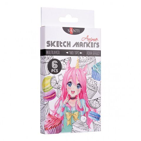 Набір маркерів "SANTI sketch" "Anime", 6 шт/уп 390550 фото