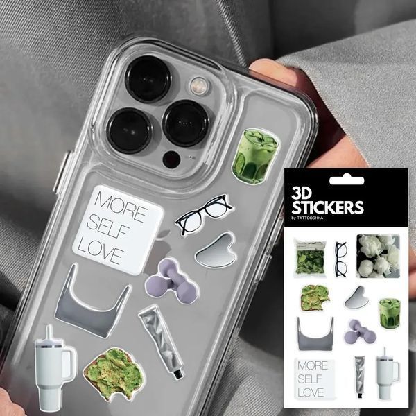 Объемные наклейки "Wellness Vibes" Набор 11 стикеров SB-65 фото