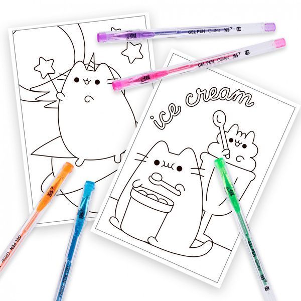 Розмальовка А4 Yes Pusheen із гелевими ручками з гліттером 450168 фото