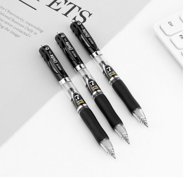 Ручка гелева автоматична 0.7 мм, з грипом, чорна Elite Baoke PC1910-black фото