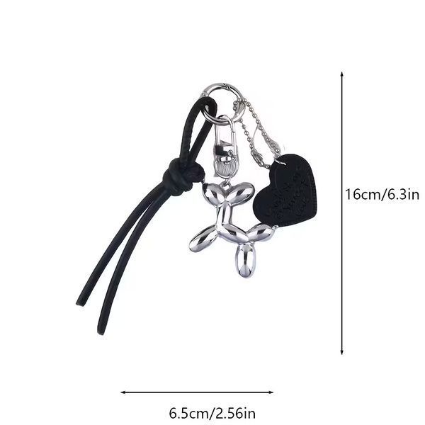 Брелок "Balloon Dog", срібний з чорним сердечком px-01166-2 фото