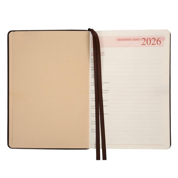 Ежедневник А5 Leo Planner датированный 2026 "Aldento", интегральный, темно-коричневый, 368 стран 252673 фото