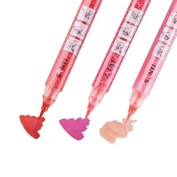 Набір маркерів акварельних SANTI Glitter Brush, відтінки червоного, 3 шт/уп. 390768 фото