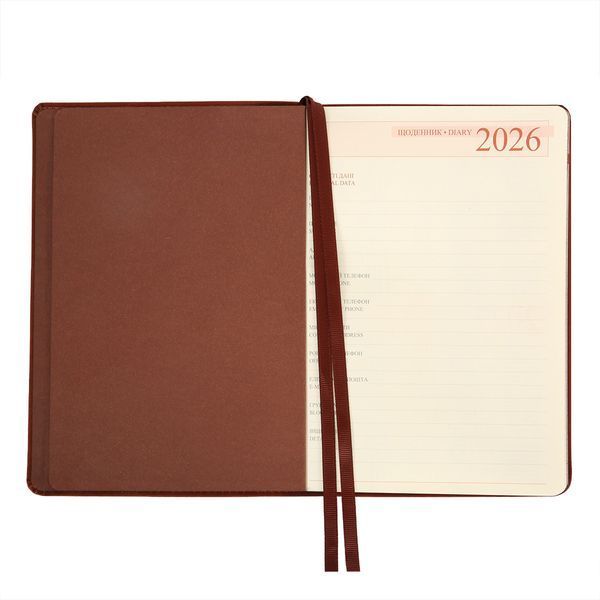 Щоденник А5 Leo Planner датований 2026 "Case", інтегральний, коричневий, 368 сторінок 252659 фото