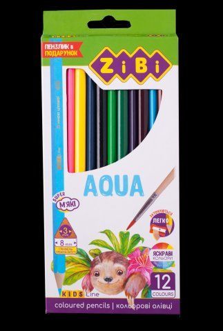 Олівці кольорові акварельні AQUA, 12 шт., KIDS LINE ZB.2475 фото