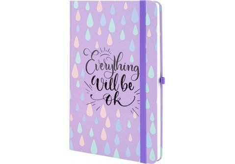 Діловий записник EVERYTHING OK, А5, тверда обкладинка папір, гумка, білий блок лінія O20812-42 фото
