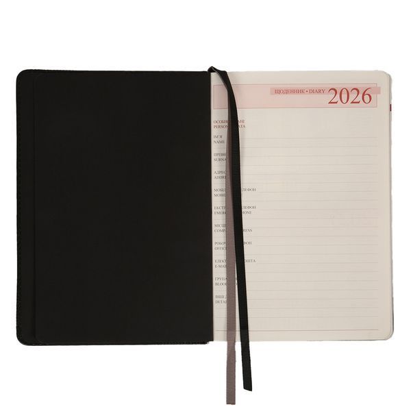 Щоденник А5 Leo Planner датований 2026 "Nero", твердий, чорний, 368 сторінок 252687 фото