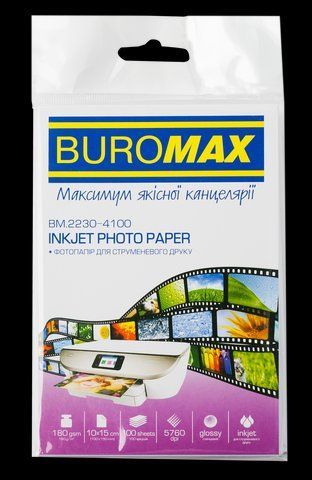 Фотопапір глянцевий, 10х15 см, 180 г/м&sup2;, 100 арк. BM.2230-4100 фото