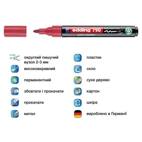Маркер Paint e-790 2-3 мм круглий рожевий e-790/09n фото
