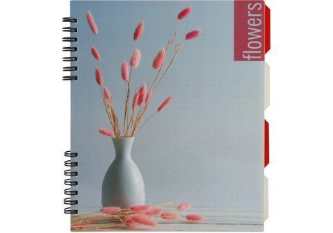 Блокнот "Flowers", B5 (170х205), пласт. обл., спираль, с разделителями., 120 л., клетка O20356-17 фото