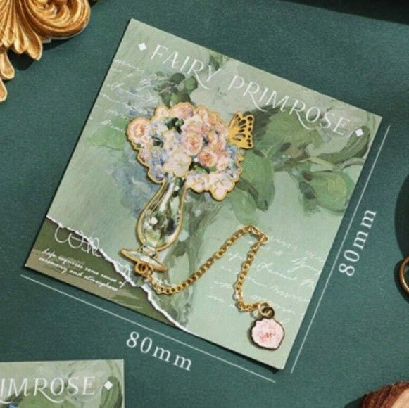 Металева закладка для книг, фігурна, квіти, зелена px-00450-03 фото