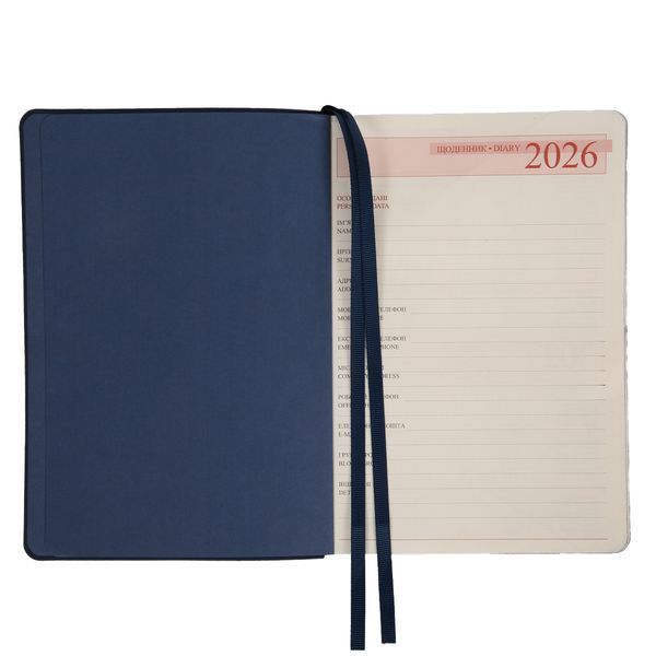 Щоденник А5 Leo Planner датований 2026 "Leader", м'який, синій, 368 сторінок 252689 фото
