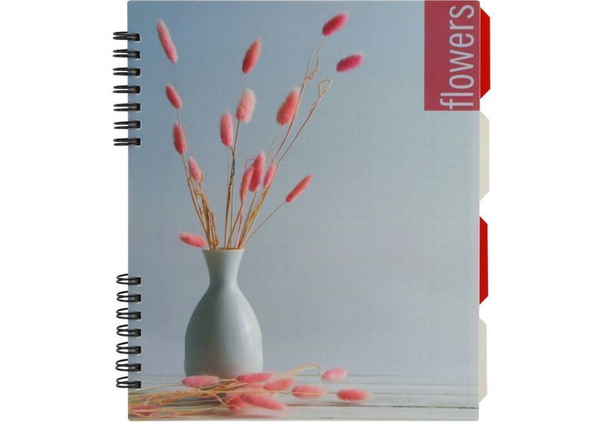Блокнот "Flowers", B5 (170х205), пластикова обкл., спіраль, з розділювачами, 120 арк., клітинка O20356-17 фото