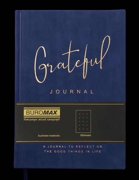 Блокнот діловий GRATEFUL А5, 96л, крапка, обкладинка штучна шкіра, синій BM.295319-02 фото
