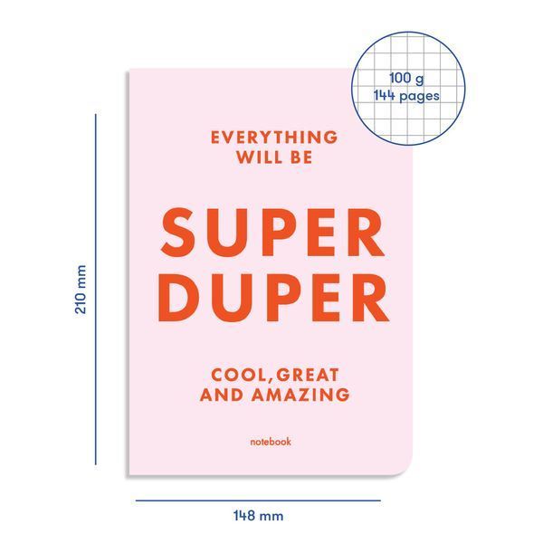 Блокнот в клетку SUPER DUPER розовый orner-1293 фото