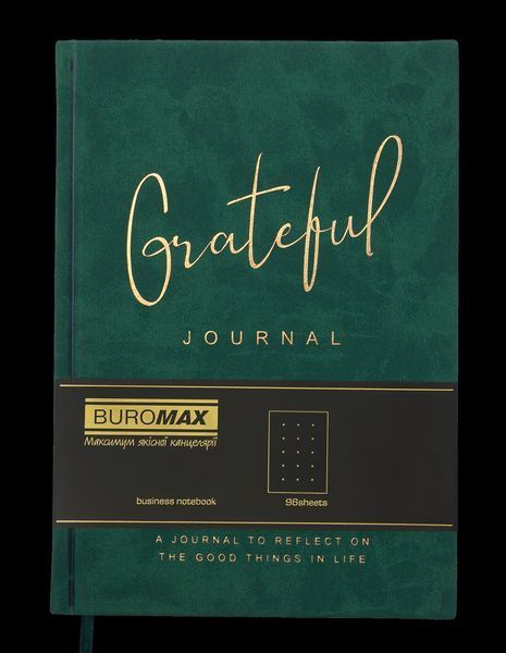 Блокнот діловий GRATEFUL А5, 96л, крапка, обкладинка штучна шкіра, зелений BM.295319-04 фото