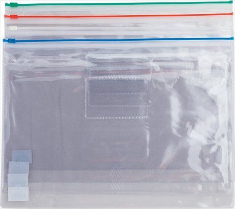Папка - конверт на молнии zip-lock, А4, глянцевый прозрачный пластик, цветная, ассорти BM.3946-99 фото