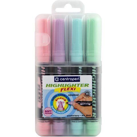 Маркер текстовий Highlighter набір 4 шт. (пластиковий пенал) CENTROPEN 8542/4 SE УЦІНКА!!! 8542/4 SE фото