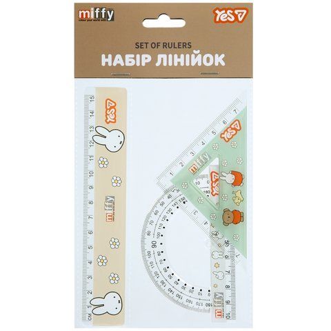 Набір лінійок Yes (3 предмети) "Miffy", лінійка 15 см 370726 фото