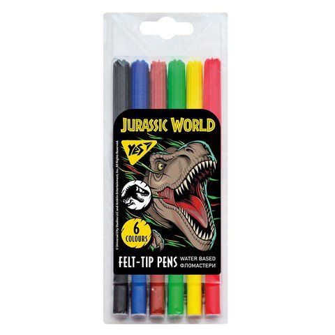 Фломастери YES 6 кольорів Jurassic World 650515 фото