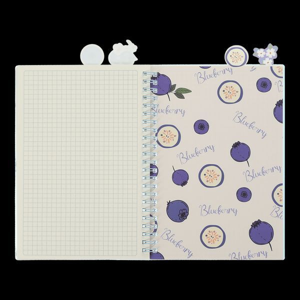 Зошит для записів BLUEBERRY ARABESKI, А5, 80 арк., клітинка, 4 роздільники, пластикова обкладинка, кобальтовий BM.2587-54 фото