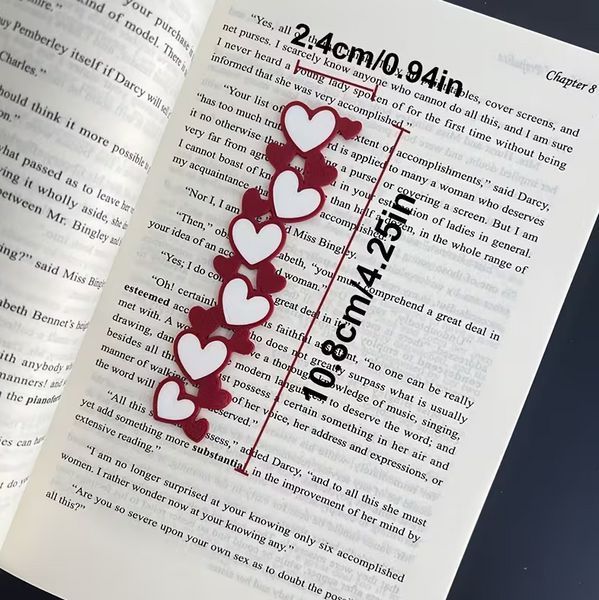 Акрилова закладка для книг "Червоні серця" px-01141 фото