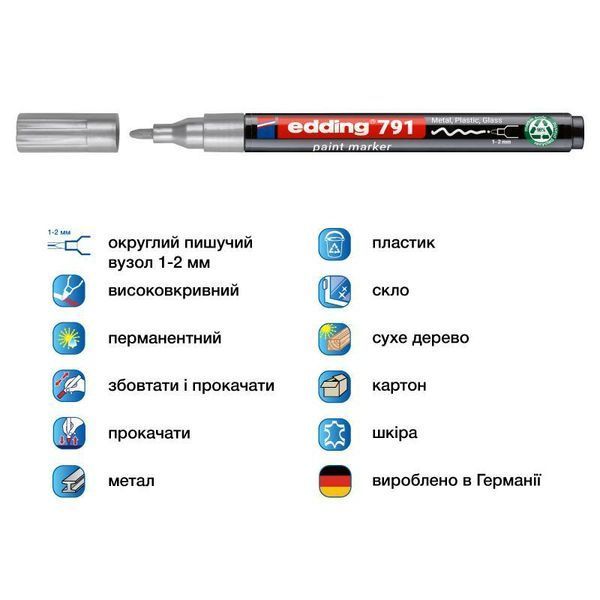 Маркер Paint e-791 1-2 мм круглий срібний e-791/54n фото