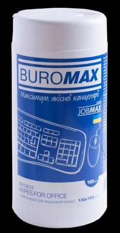 Серветки для чищення оргтехніки, поверхонь та офісних меблів, JOBMAX, вологі, 100 шт. в пласт.тубі BM.0803 фото