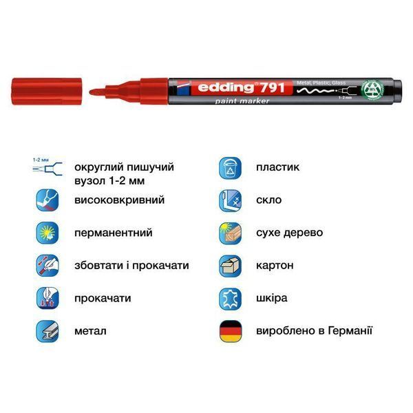 Маркер Paint e-791 1-2 мм круглий червоний e-791/02n фото