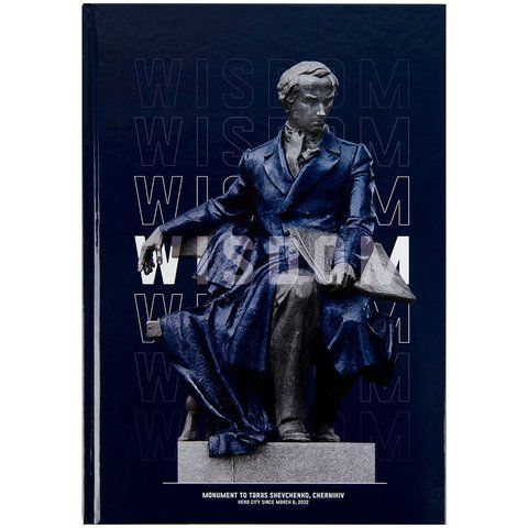 Книга записна у твердій обкладинці, Wisdom, Формат А4, 96 аркушів у клітинку. Колір: темно синій. 8422-553-a фото