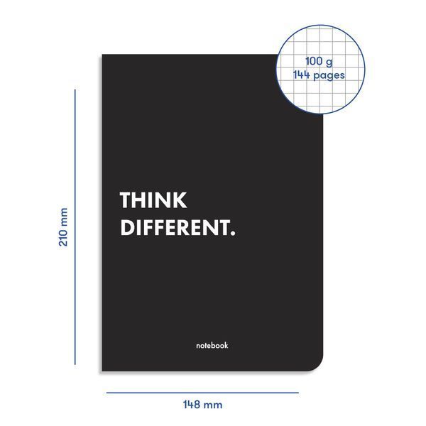 Блокнот у клiтинку Think Different чорний orner-1299 фото