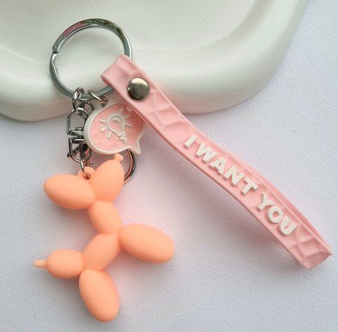 Брелок для ключів "Pink baloondog" з тримачем px-01013 фото