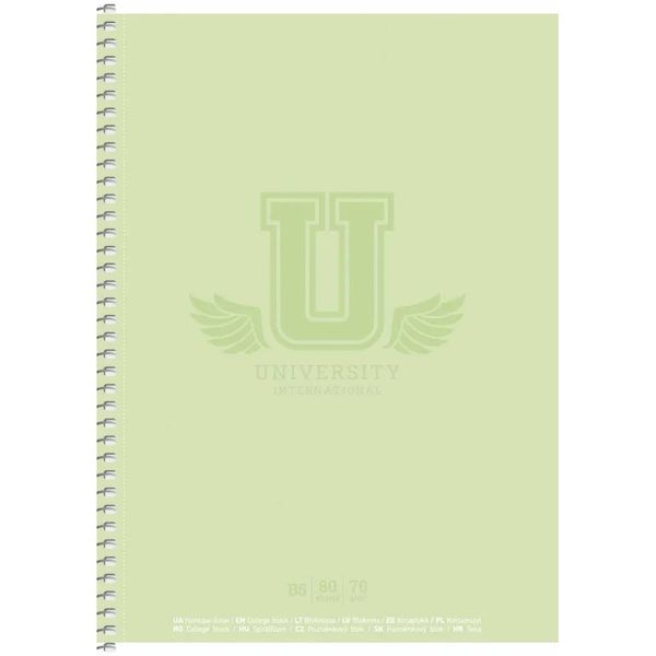 Коледж-блок, на спiраль, В5/80арк., у клітинку, білий блок, 70г/м2, картон, мат. ламінація, Student B5-080-6523K фото