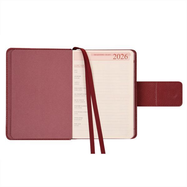 Щоденник А6 Leo Planner датований 2026 "Chiara", твердий, бордовий, 352 сторінки 252705 фото