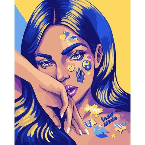 Картина по номерам SANTI Девушка с тату 40*50 см неоновые краски &copy;pollypop92 954519 фото
