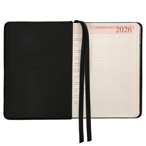 Щоденник А6 Leo Planner датований 2026 "Luna", твердий, чорний, 352 сторінки 252706 фото