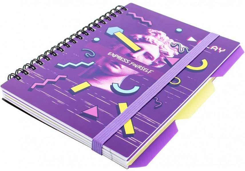 Блокнот "ExpressViolet", B6, пластиковая обл., спираль, с разделителями, 100 л., клетка, O20358-16 O20358-16 фото