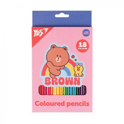 Карандаши цветные Yes 18 цветов Line Friends Choco and Sally 290734 фото