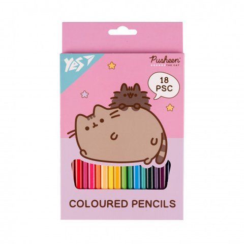 Карандаши цветные Yes 18 цветов Pusheen розовый 290733 фото
