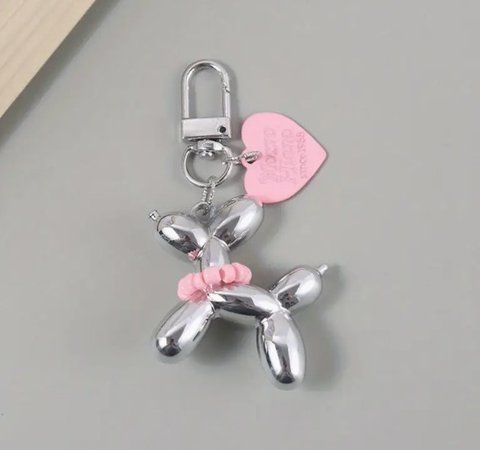 Брелок "Balloon Dog", срібно-рожевий з намистом px-00342-9 фото