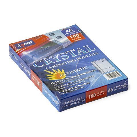 Плівка для ламінування А6 (111х154) 100мк Agent ANTISTATIC, уп/100 3160021 фото