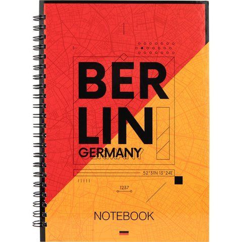 Блокнот на спіралі тверда обкл., А5, 96арк. Berlin 8032-05-a фото