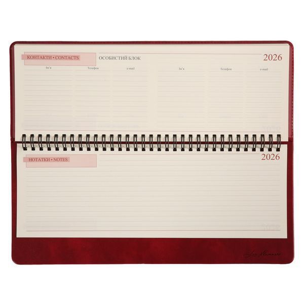 Планинг настольный 30х14 см Leo Planner датированный 2026 "Persona", бордовый, 128 страниц 252656 фото
