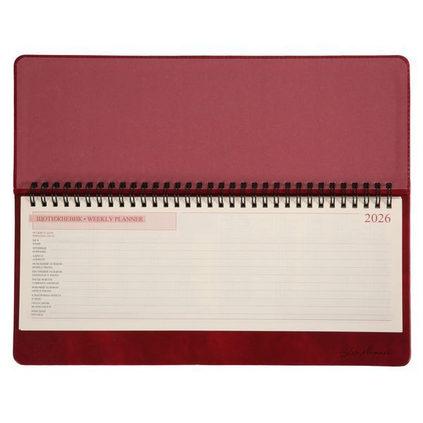 Планинг настольный 30х14 см Leo Planner датированный 2026 "Persona", бордовый, 128 страниц 252656 фото