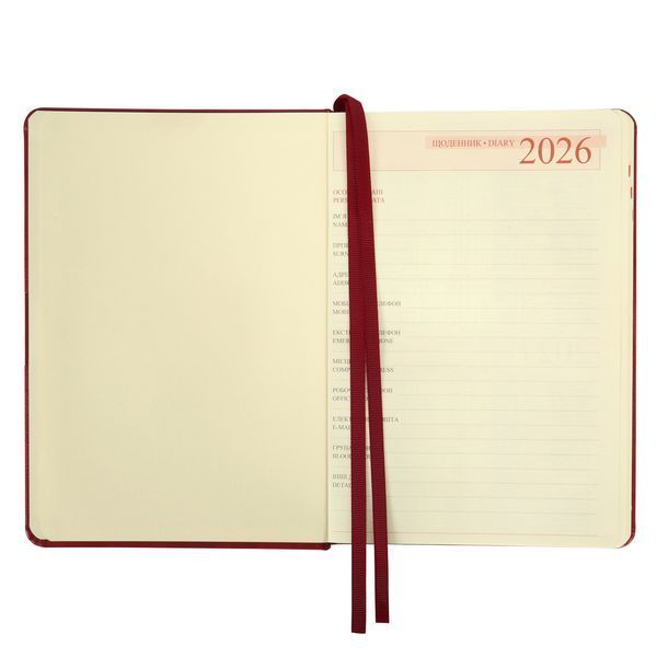 Щоденник А5 Leo Planner датований 2026 "Persona", твердий, бордовий, 368 сторінок 252663 фото