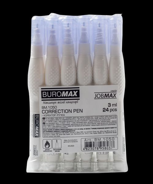 Коректор-ручка JOBMAX, 3 мл, спиртова основа, металевий наконечник BM.1050 фото
